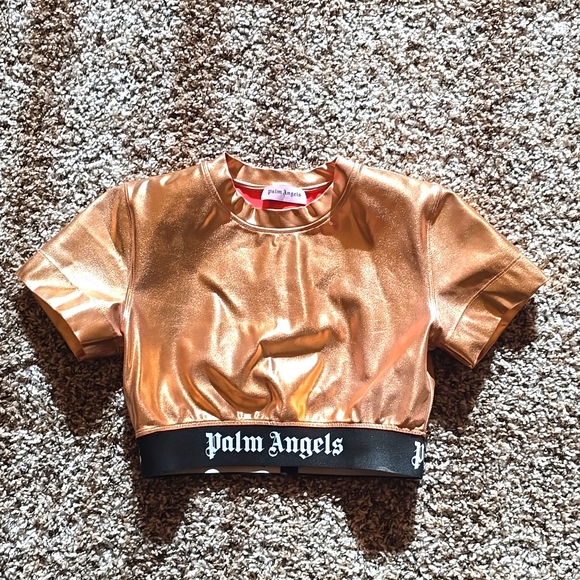 Palm Angels Tops - Palm angels rose gold shiny crop top